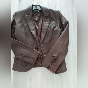 Brown leather blazer